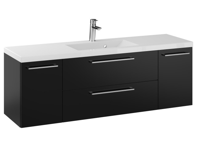 Szafka Wisząca Z Umywalką RON 140 cm D - Czarny Mat - Uchwyty Chromowane Szafka Wisząca Z Umywalką RON 140 cm D - Czarny Mat - Uchwyty Chromowane