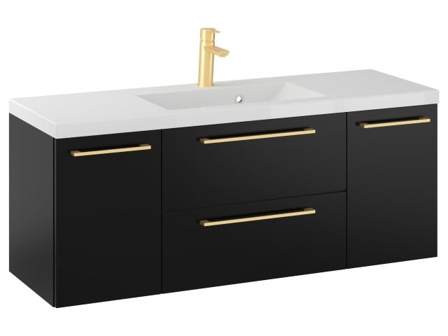 Szafka Wisząca Z Umywalką RON 120 cm D - Czarny Mat - Uchwyty Złote Szczotkowane Szafka Wisząca Z Umywalką RON 120 cm D - Czarny Mat - Uchwyty Złote Szczotkowane
