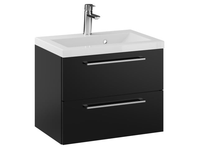Szafka Wisząca Z Umywalką RON 60 cm - Czarny Mat - Uchwyty Chromowane Szafka Wisząca Z Umywalką RON 60 cm - Czarny Mat - Uchwyty Chromowane