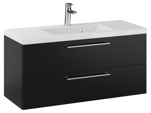 Szafka Wisząca Z Umywalką RON 100 cm - Czarny Mat - Uchwyty Chromowane Szafka Wisząca Z Umywalką RON 100 cm - Czarny Mat - Uchwyty Chromowane