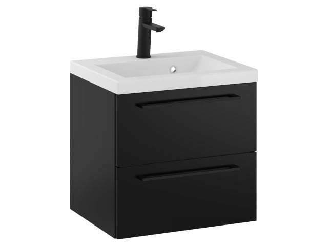 Szafka Wisząca Z Umywalką RON 50 cm - Czarny Mat - Uchwyty Czarne Matowe Szafka Wisząca Z Umywalką RON 50 cm - Czarny Mat - Uchwyty Czarne Matowe