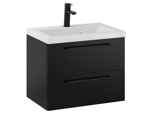 Szafka Wisząca Z Umywalką RON 60 cm - Czarny Mat - Uchwyty Czarne Matowe Szafka Wisząca Z Umywalką RON 60 cm - Czarny Mat - Uchwyty Czarne Matowe