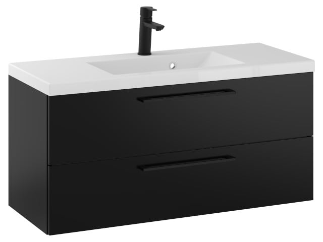 Szafka Wisząca Z Umywalką RON 100 cm - Czarny Mat - Uchwyty Czarne Matowe Szafka Wisząca Z Umywalką RON 100 cm - Czarny Mat - Uchwyty Czarne Matowe