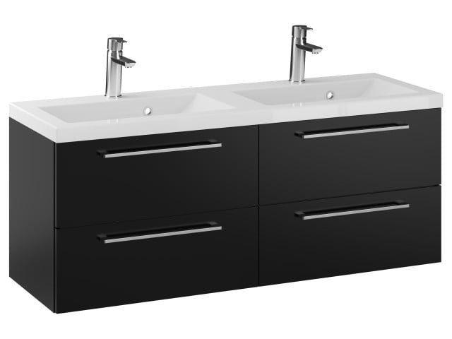 Szafka Wisząca Z Umywalką RON 120 cm DUO - Czarny Mat - Uchwyty Chromowane Szafka Wisząca Z Umywalką RON 120 cm DUO - Czarny Mat - Uchwyty Chromowane