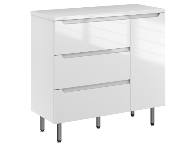 Szafka Stojąca Z Blatem ETH 90 cm D Lewa - Biały Wysoki Połysk Szafka Stojąca Z Blatem ETH 90 cm D Lewa - Biały Wysoki Połysk