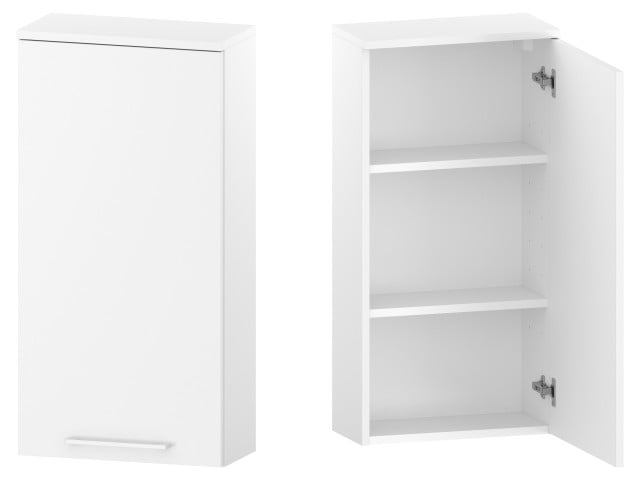 Szafka nad Pralkę RON 45 cm D90 Prawa - Biały Mat - Uchwyty Białe Matowe