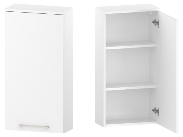 Szafka nad Pralkę RON 45 cm D90 Prawa - Biały Mat - Uchwyty Chromowane