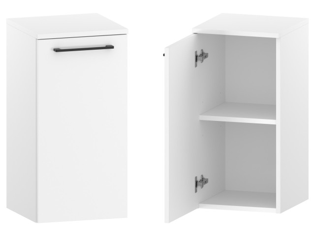 Słupek Łazienkowy RON 35 cm DD Lewy - Biały Mat - Uchwyty Czarne Matowe Słupek Łazienkowy RON 35 cm DD Lewy - Biały Mat - Uchwyty Czarne Matowe