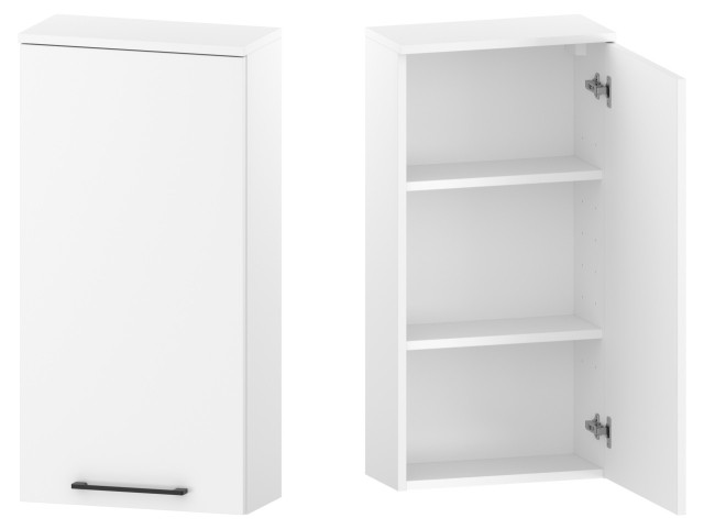 Szafka nad Pralkę RON 45 cm D90 Prawa - Biały Mat - Uchwyty Czarne Matowe