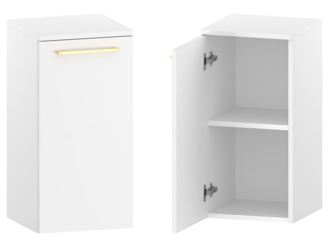 Słupek Łazienkowy RON 35 cm DD Lewy - Biały Mat - Uchwyty Złote Szczotkowane Słupek Łazienkowy RON 35 cm DD Lewy - Biały Mat - Uchwyty Złote Szczotkowane