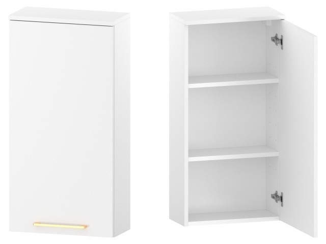 Szafka nad Pralkę RON 45 cm D90 Prawa - Biały Mat - Uchwyty Złote Szczotkowane