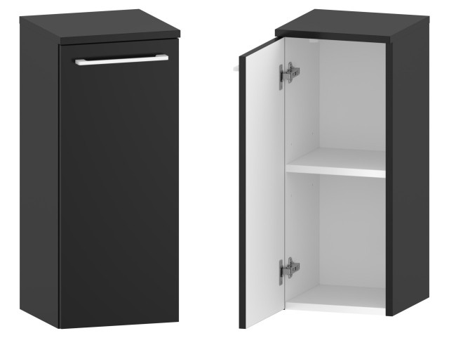 Słupek Łazienkowy RON 30 cm DD Lewy - Czarny Mat - Uchwyty Białe Matowe