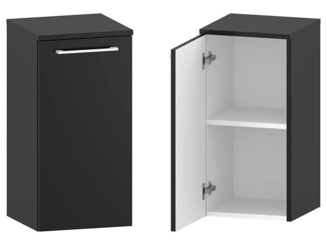 Słupek Łazienkowy RON 35 cm DD Lewy - Czarny Mat - Uchwyty Białe Matowe Słupek Łazienkowy RON 35 cm DD Lewy - Czarny Mat - Uchwyty Białe Matowe