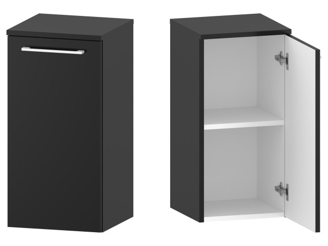 Słupek Łazienkowy RON 35 cm DD Prawy - Czarny Mat - Uchwyty Białe Matowe Słupek Łazienkowy RON 35 cm DD Prawy - Czarny Mat - Uchwyty Białe Matowe