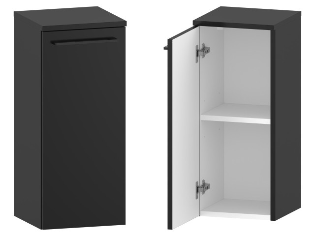 Słupek Łazienkowy RON 30 cm DD Lewy - Czarny Mat - Uchwyty Czarne Matowe