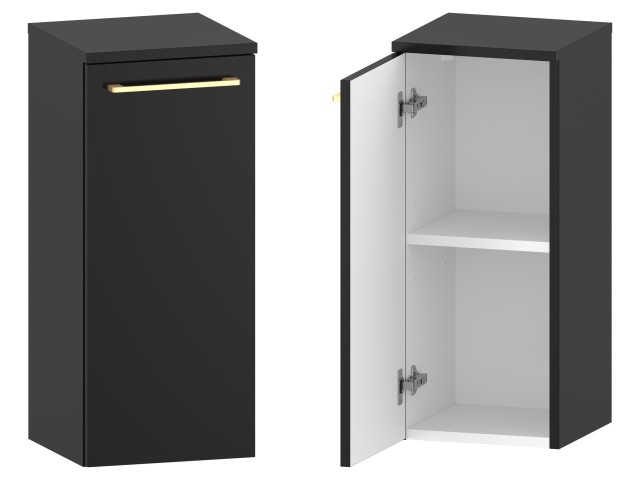 Słupek Łazienkowy RON 30 cm DD Lewy - Czarny Mat - Uchwyty Złote Szczotkowane Słupek Łazienkowy RON 30 cm DD Lewy - Czarny Mat - Uchwyty Złote Szczotkowane