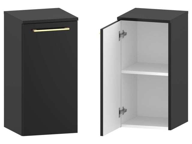 Słupek Łazienkowy RON 35 cm DD Lewy - Czarny Mat - Uchwyty Złote Szczotkowane