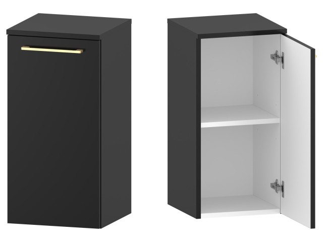 Słupek Łazienkowy RON 35 cm DD Prawy - Czarny Mat - Uchwyty Złote Szczotkowane Słupek Łazienkowy RON 35 cm DD Prawy - Czarny Mat - Uchwyty Złote Szczotkowane