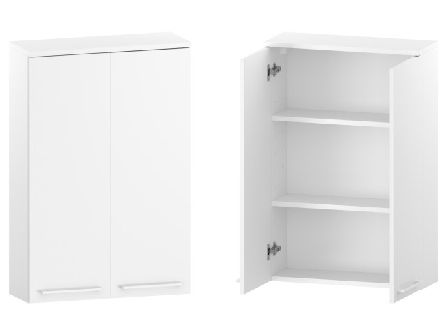 Szafka nad Pralkę RON 60 cm 2D90 - Biały Mat - Uchwyty Białe Matowe Szafka nad Pralkę RON 60 cm 2D90 - Biały Mat - Uchwyty Białe Matowe