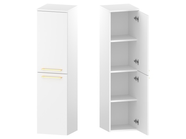 Słupek Łazienkowy RON 35 cm 2D Prawy - Biały Mat - Uchwyty Złote Szczotkowane Słupek Łazienkowy RON 35 cm 2D Prawy - Biały Mat - Uchwyty Złote Szczotkowane