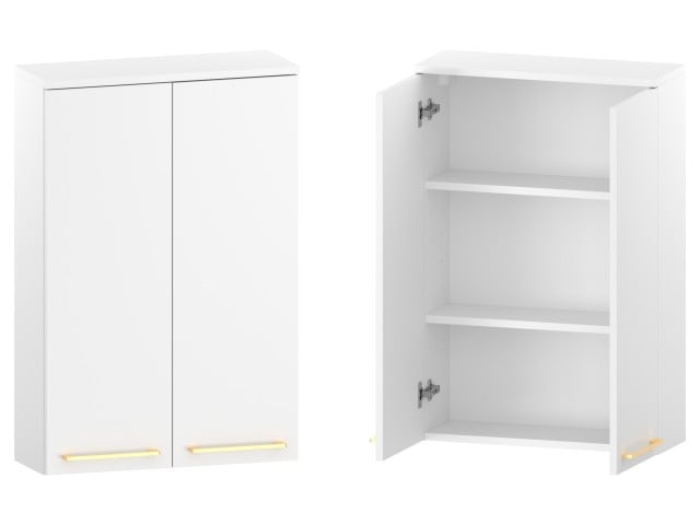 Szafka nad Pralkę RON 60 cm 2D90 - Biały Mat - Uchwyty Złote Szczotkowane