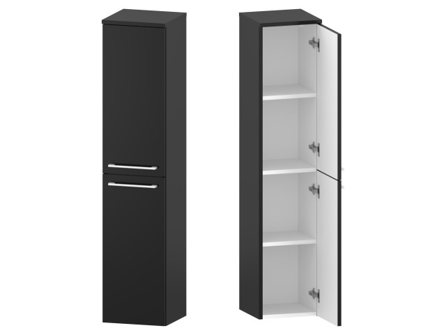 Słupek Łazienkowy RON 30 cm 2D Prawy - Czarny Mat - Uchwyty Białe Matowe Słupek Łazienkowy RON 30 cm 2D Prawy - Czarny Mat - Uchwyty Białe Matowe