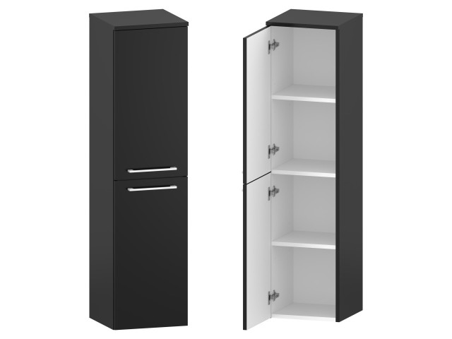 Słupek Łazienkowy RON 35 cm 2D Lewy - Czarny Mat - Uchwyty Białe Matowe Słupek Łazienkowy RON 35 cm 2D Lewy - Czarny Mat - Uchwyty Białe Matowe