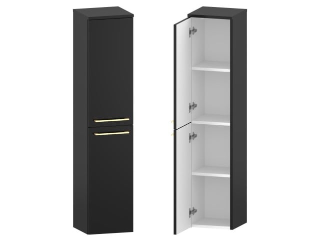 Słupek Łazienkowy RON 30 cm 2D Lewy - Czarny Mat - Uchwyty Złote Szczotkowane Słupek Łazienkowy RON 30 cm 2D Lewy - Czarny Mat - Uchwyty Złote Szczotkowane