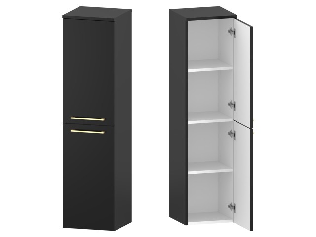 Słupek Łazienkowy RON 35 cm 2D Prawy - Czarny Mat - Uchwyty Złote Szczotkowane