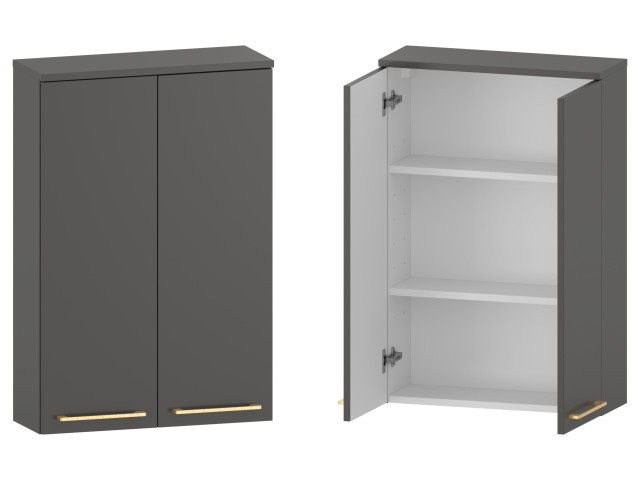 Szafka nad Pralkę RON 60 cm 2D90 - Titan Mat - Uchwyty Złote Szczotkowane