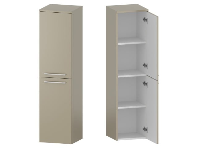 Słupek Łazienkowy RON 35 cm 2D Prawy - Cappuccino Mat - Uchwyty Białe Matowe