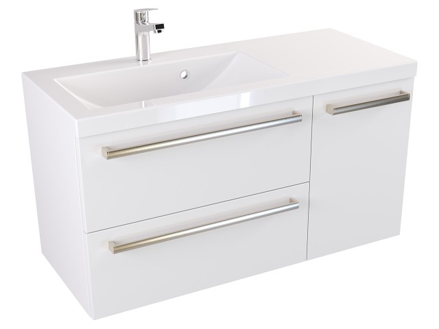 Szafka Wisząca Z Umywalką ATH 90 cm D Lewa - Biały Mat - Uchwyty Stal Szczotkowana Szafka Wisząca Z Umywalką ATH 90 cm D Lewa - Biały Mat - Uchwyty Stal Szczotkowana