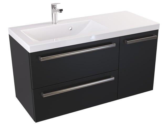 Szafka Wisząca Z Umywalką ATH 90 cm D Lewa - Czarny Mat - Uchwyty Stal Szczotkowana Szafka Wisząca Z Umywalką ATH 90 cm D Lewa - Czarny Mat - Uchwyty Stal Szczotkowana