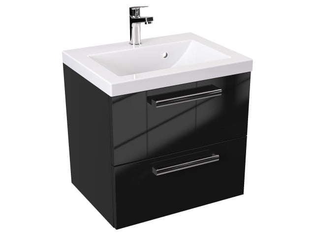 Szafka Wisząca Z Umywalką ATH 50 cm - Czarny Wysoki Połysk - Uchwyty Chromowane Szafka Wisząca Z Umywalką ATH 50 cm - Czarny Wysoki Połysk - Uchwyty Chromowane