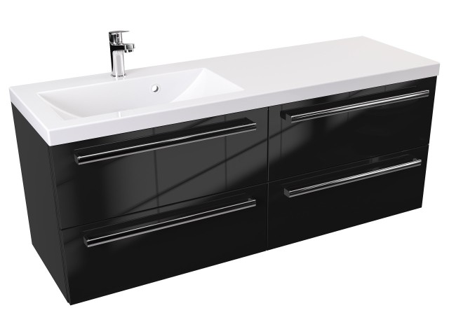 Szafka Wisząca Z Umywalką ATH 120 cm S Lewa - Czarny Wysoki Połysk - Uchwyty Chromowane Szafka Wisząca Z Umywalką ATH 120 cm S Lewa - Czarny Wysoki Połysk - Uchwyty Chromowane