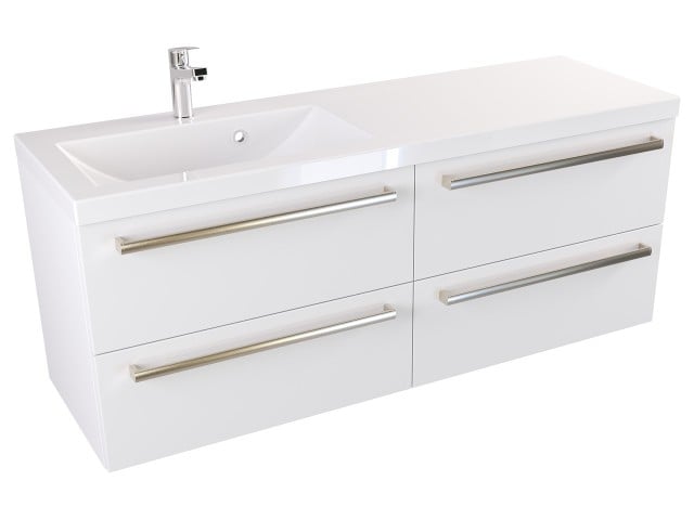Szafka Wisząca Z Umywalką ATH 120 cm S Lewa - Biały Mat - Uchwyty Stal Szczotkowana Szafka Wisząca Z Umywalką ATH 120 cm S Lewa - Biały Mat - Uchwyty Stal Szczotkowana