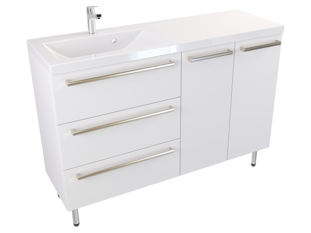 Szafka Stojąca Z Umywalką ATH 120 cm SD Lewa - Biały Mat - Uchwyty Stal Szczotkowana Szafka Stojąca Z Umywalką ATH 120 cm SD Lewa - Biały Mat - Uchwyty Stal Szczotkowana