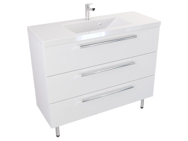 Szafka Stojąca Z Umywalką ATH 100 cm - Biały Mat - Uchwyty Chromowane Szafka Stojąca Z Umywalką ATH 100 cm - Biały Mat - Uchwyty Chromowane