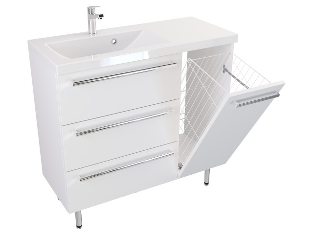 Szafka Stojąca Z Umywalką ATH 90 cm K Lewa - Biały Mat - Uchwyty Chromowane Szafka Stojąca Z Umywalką ATH 90 cm K Lewa - Biały Mat - Uchwyty Chromowane
