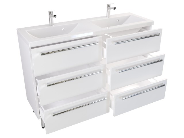 Szafka Stojąca Z Umywalką ATH 120 cm DUO - Biały Mat - Uchwyty Chromowane