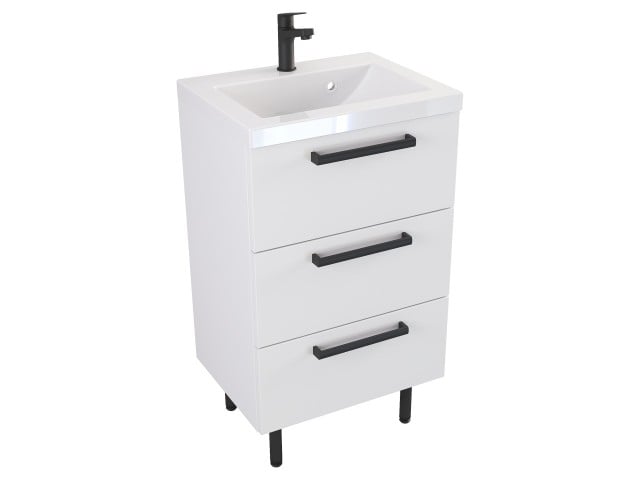 Szafka Stojąca Z Umywalką ATH 50 cm - Biały Mat - Uchwyty Czarne Matowe Szafka Stojąca Z Umywalką ATH 50 cm - Biały Mat - Uchwyty Czarne Matowe