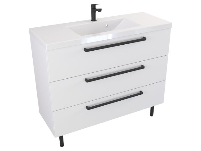 Szafka Stojąca Z Umywalką ATH 100 cm - Biały Mat - Uchwyty Czarne Matowe Szafka Stojąca Z Umywalką ATH 100 cm - Biały Mat - Uchwyty Czarne Matowe