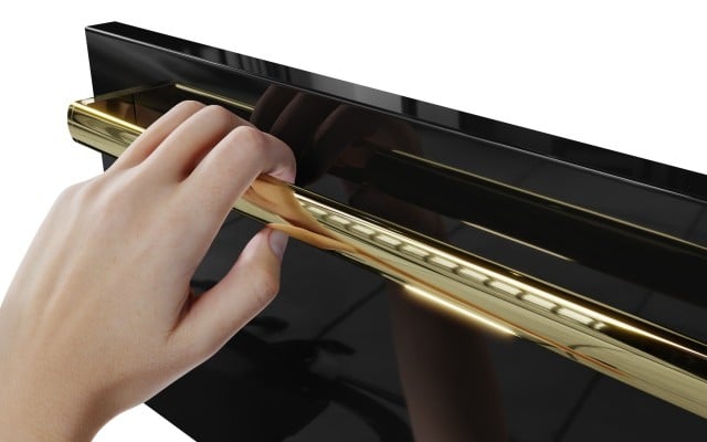 Szafka Stojąca Z Umywalką ATH 140 cm K - Czarny Wysoki Połysk - Uchwyty Złote Polerowane