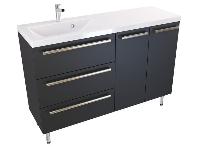 Szafka Stojąca Z Umywalką ATH 120 cm SD Lewa - Czarny Mat - Uchwyty Stal Szczotkowana