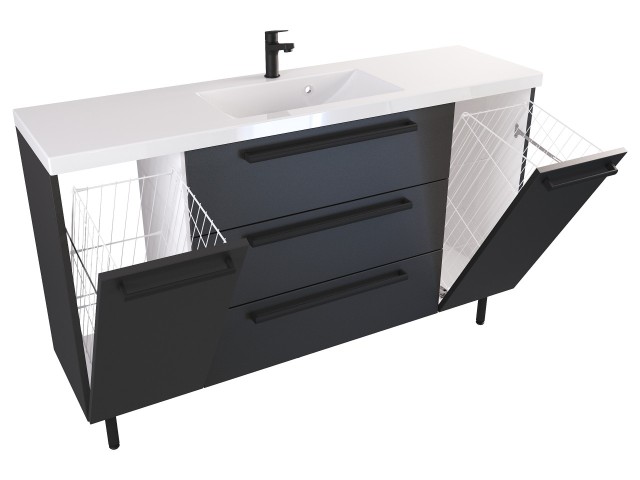 Szafka Stojąca Z Umywalką ATH 140 cm K - Czarny Mat - Uchwyty Czarne Matowe Szafka Stojąca Z Umywalką ATH 140 cm K - Czarny Mat - Uchwyty Czarne Matowe