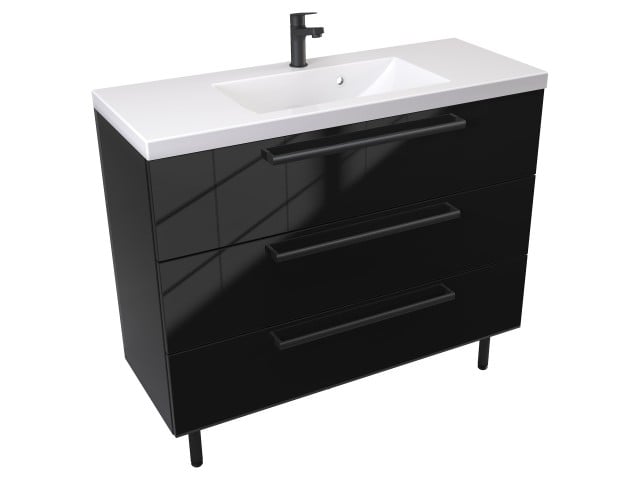 Szafka Stojąca Z Umywalką ATH 100 cm - Czarny Wysoki Połysk - Uchwyty Czarne Matowe Szafka Stojąca Z Umywalką ATH 100 cm - Czarny Wysoki Połysk - Uchwyty Czarne Matowe