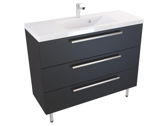 Szafka Stojąca Z Umywalką ATH 100 cm - Czarny Mat - Uchwyty Stal Szczotkowana Szafka Stojąca Z Umywalką ATH 100 cm - Czarny Mat - Uchwyty Stal Szczotkowana