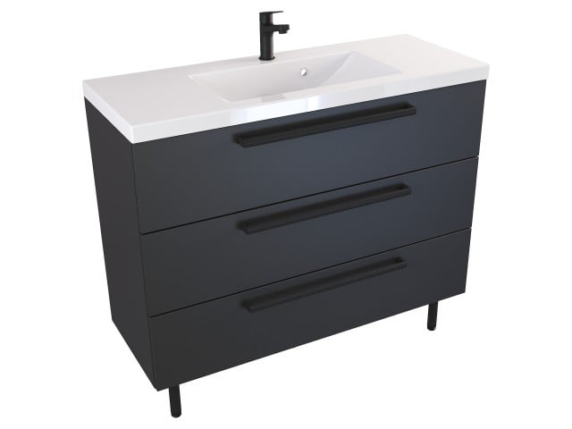 Szafka Stojąca Z Umywalką ATH 100 cm - Czarny Mat - Uchwyty Czarne Matowe Szafka Stojąca Z Umywalką ATH 100 cm - Czarny Mat - Uchwyty Czarne Matowe