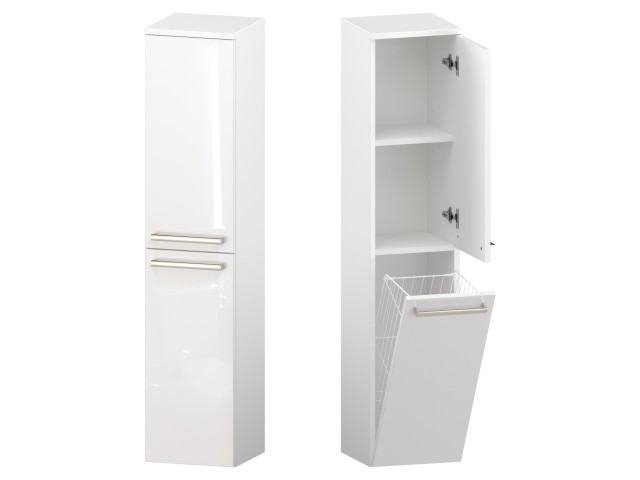 Słupek Łazienkowy ATH 30 cm DK Prawy - Biały Wysoki Połysk - Uchwyty Stal Szczotkowana