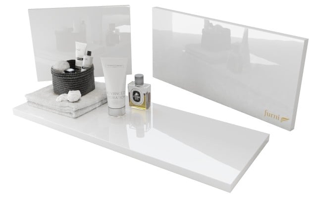 Słupek Łazienkowy ATH 30 cm DK Prawy - Biały Wysoki Połysk - Uchwyty Stal Szczotkowana